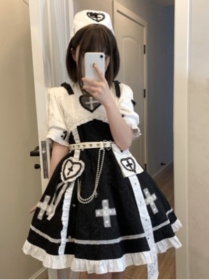 Lolita Doll Nurse Guro Lolita Dress 8pc Full Set (UN170)